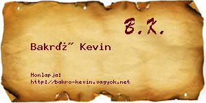 Bakró Kevin névjegykártya